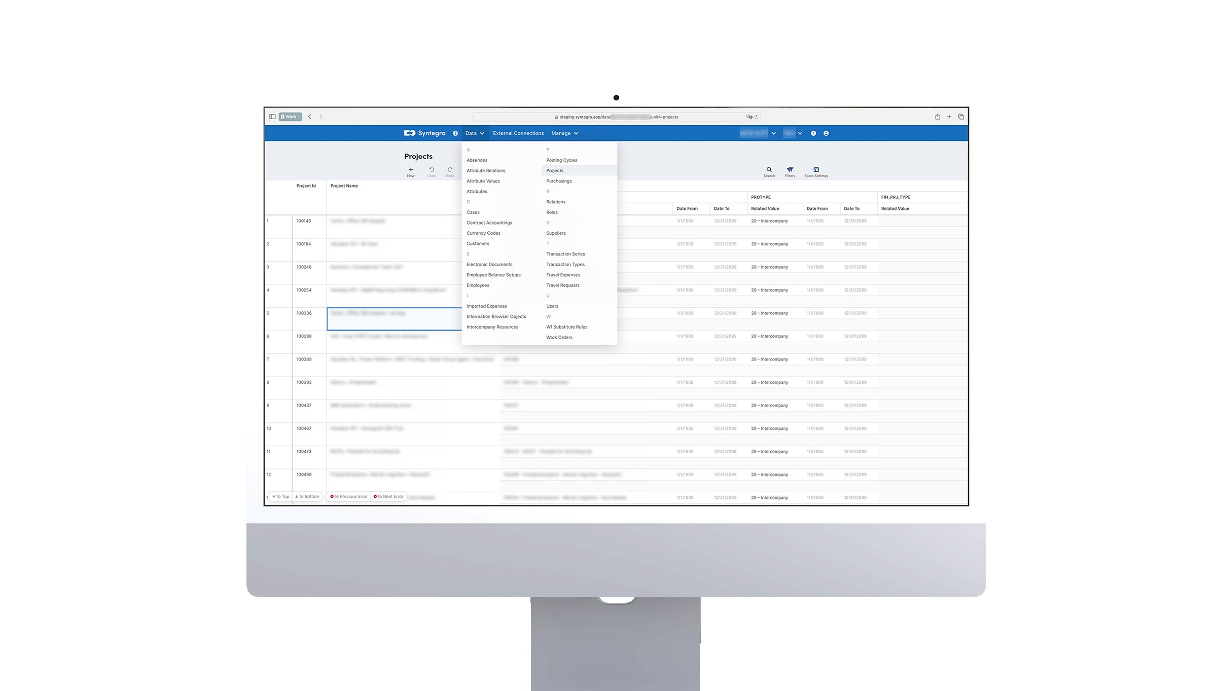 Syntegra's user interface example